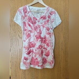 Style & Co sport y2k white w/ red floral burnout t-shirt S